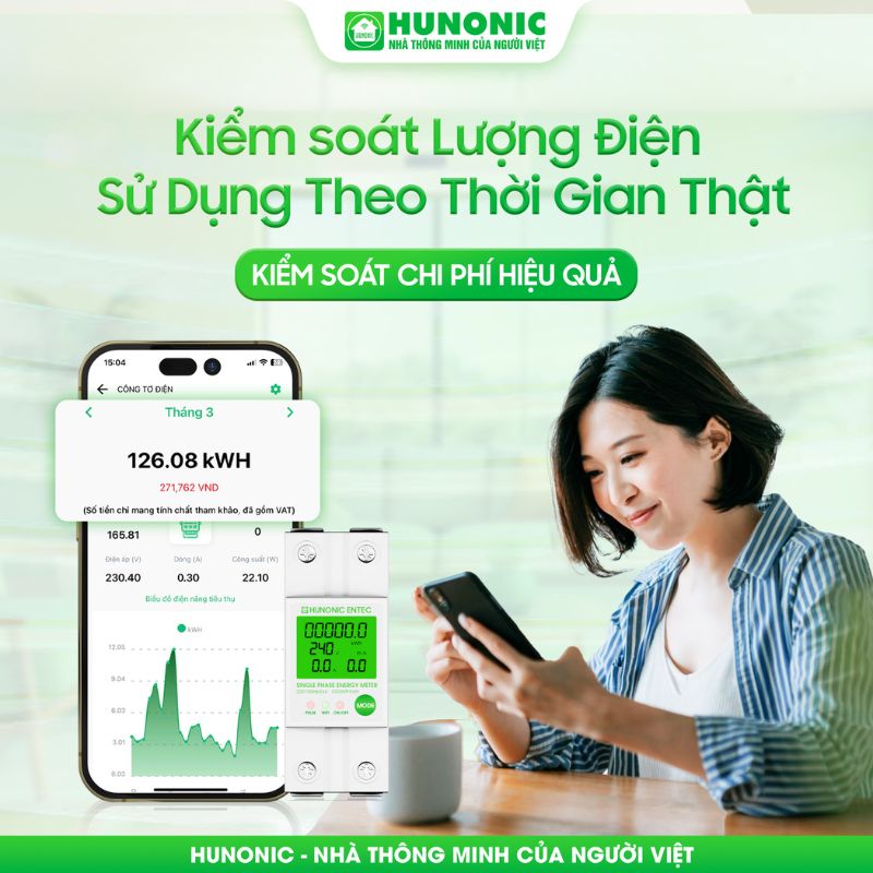 Bộ Kiểm Soát Điện Năng Thông Minh Wifi HUNONIC ENTEC 10 tinh nang ectec2