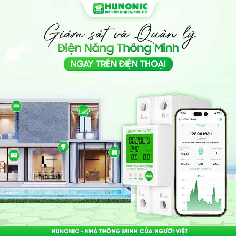 Bộ Kiểm Soát Điện Năng Thông Minh Wifi HUNONIC ENTEC 8 tinh nang entec1